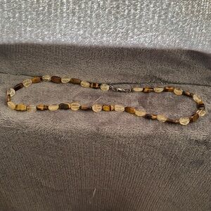 Custom Made Brown and Clear Stone Necklace